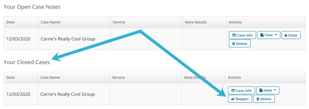 Reopen Closed Cases TheraNest TheraNest